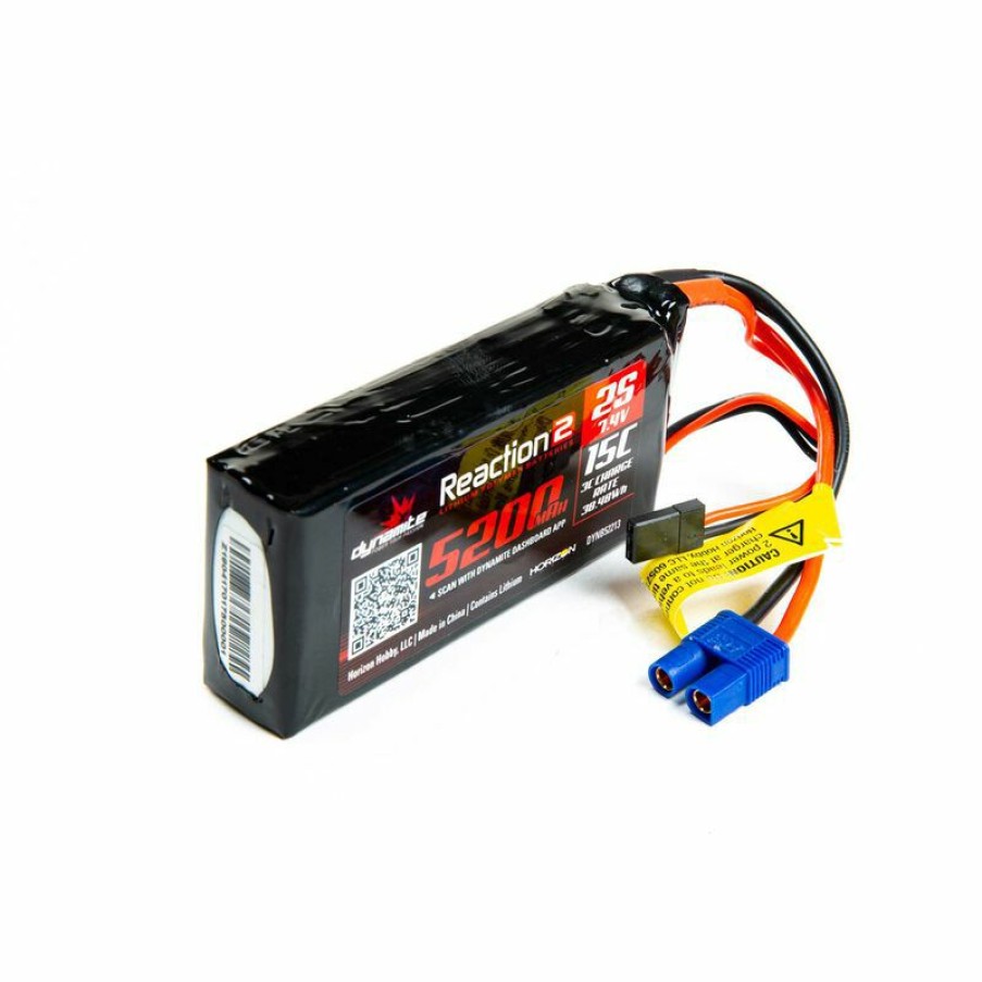 Boats * | Dynamite 7.4V 5200Mah 2S 15C Reaction 2.0 Lipo Battery: Universal Receiver For Batteries