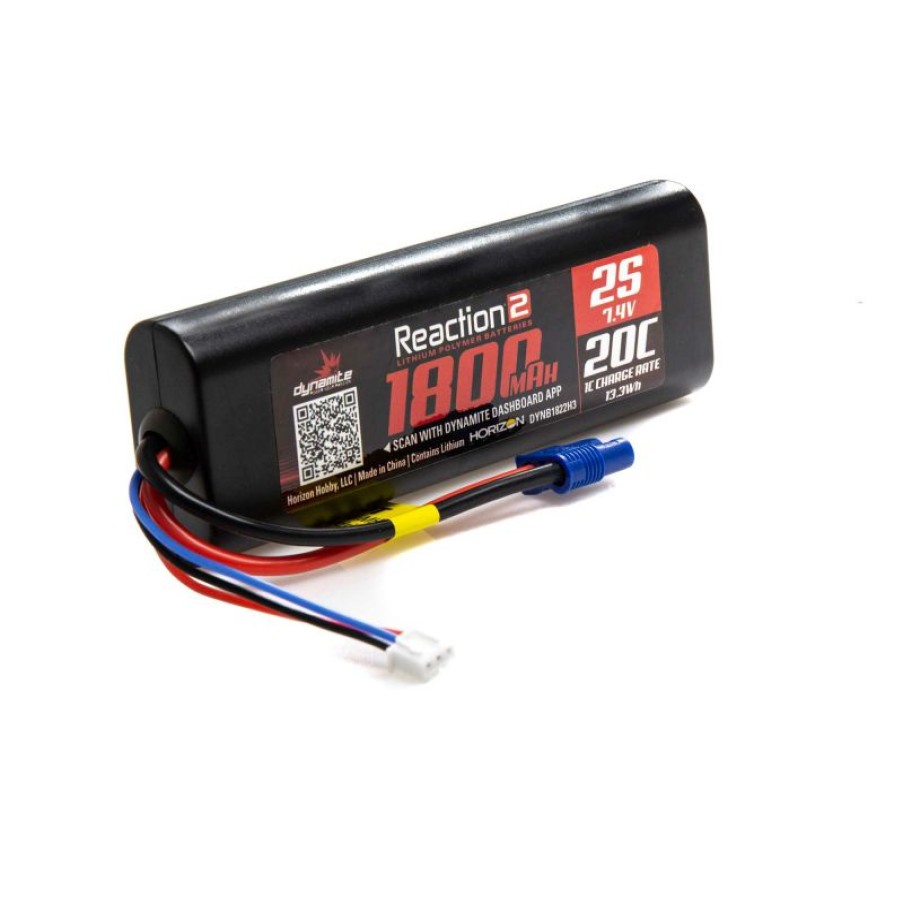 Boats * | Dynamite 7.4V 1800Mah 2S 20C Reaction 2.0 Hardcase Lipo Battery: Ec3 For Batteries